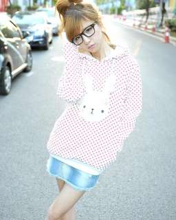 Super Cute Bunny Women Korea Fashion Thick Cotton Winnie Hoodie Top 