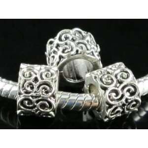  Antique Silver Charm Bead for Bracelet or Necklace 