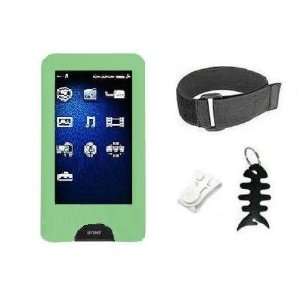  Green Silicone Skin Case Cover with Armband and Belt Clip for Sony 