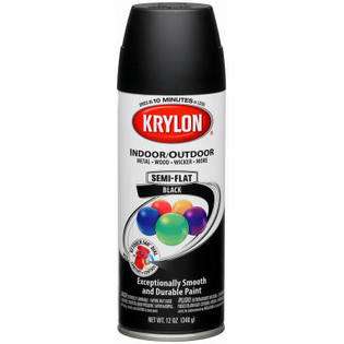 KRYLON Semi Flat Spray Enamel Black 12 Oz 