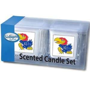  Kansas Jayhawks 2 pack of 2x2 Candle Sets   NCAA College 
