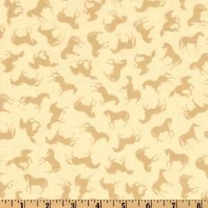 44 Wide Wild Horses Tossed Horses Cream Fabric By The 
