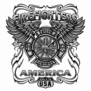 FIREFIGHTER FIRE FIGHTER AMERICA T SHIRT TEE 2 SIDED  