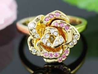 Gold Plated Rose Ring use Swarovski Crystal SR098  