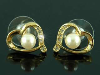 Heart Gold Plated Earrings use Swarovski Crystal SE145  