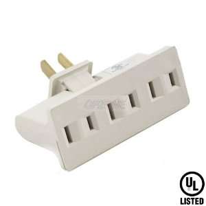   15 AMP 125 Volt Swivel Triple Cube Tap Grounding Adapter   Ivory Color