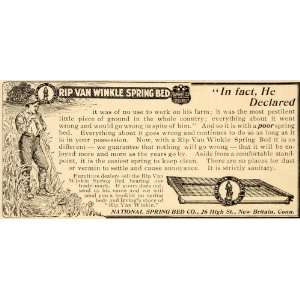  1904 Vintage Ad Rip Van Winkle Spring Bed Antique 25 High 