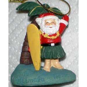  Hawaiian 3D Christmas Ornament Santa With Surfboard 