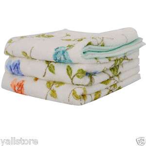 Bath Elegant Flower Print Cotton Hand Towel 3 colors NEW  