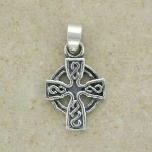 Sterling Silver Small Celtic High Cross Pendant   Irish Made   with 16 