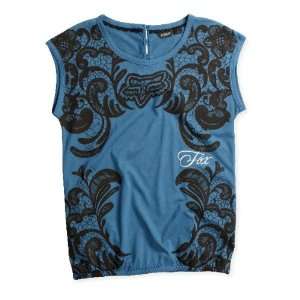  FOX LACED S/S ELASTIC BOTTOM TOP BLUE STEEL S Sports 