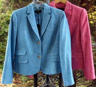 Blue Pink Cotton LINEN Blazer Jacket NWT PLUS MISSY  