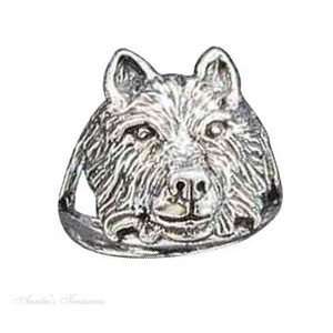  Sterling Silver Wolf Head Ring Size 6 Jewelry