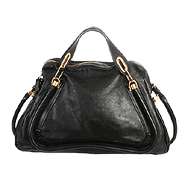 23215 auth CHLOE black leather large PARATY Shoulder Bag Purse  