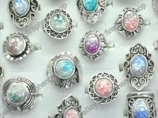 Wholesale lots 5 Abalone shell Tibet silver jewelry Rings free 