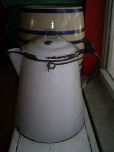   Vintage Enamel Coffee Pot Country Farmhouse Graniteware Cowboy  