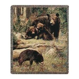  Black Bear Family Tapestry 50 x 60 Throw