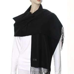   Black Solid 100% Cashmere Wool Scarf Made in Scotland 