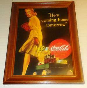 Greek Coca Cola Advertisement in Frame, Pin Up Girl  