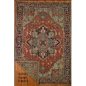    6x9 Hand Knotted Serapi Persian Rug   69x99