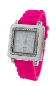  Montres Carlo Womens Silicone Designer Square Watch with 