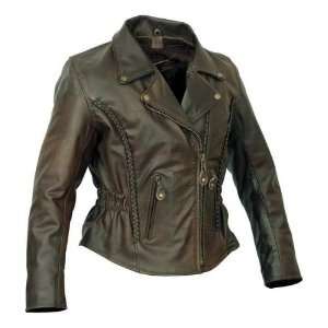  Womens Retro Brown Leather Biker Jacket LJ657C 