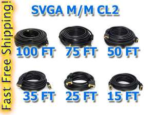  SVGA Monitor Cable M/M CL2 FOR In Wall 15 25 35 50 75 100 FEET  