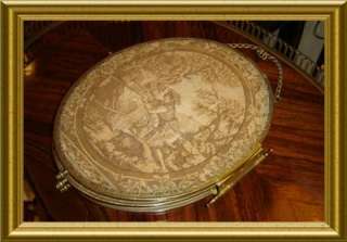 ANTIQUE VICTORIAN 3 TRIPLE TRAVELING MIRROR WITH GORGEOUS TAPESTRY 