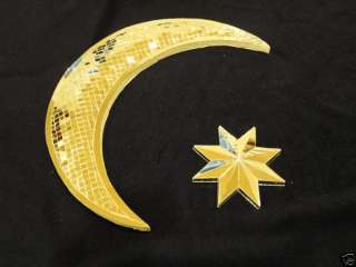 Crescent Moon Star Handcrafted Mirror Work Islamic Art  