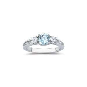  0.35 Cts Diamond & 0.75 Cts Aquamarine Ring in 18K White 