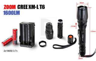 CREE XM L T6 Flashlight + 2x 18650 + 18650 Battery Charger + Adapter