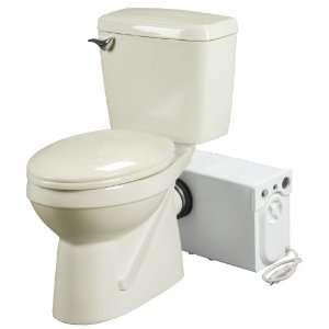   Toilet System, Includes Toilet and Pump, Bone