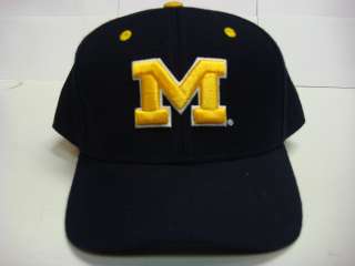 Michigan Wolverines Fitted Zephyr Cap Navy Blue DH Hat NCAA  