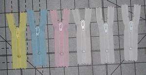 Small 2 Nylon Zippers for Doll Clothes Pastels (6)  