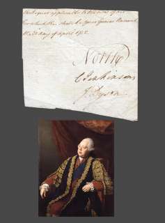 partial lords of the treasury order signed by lord north