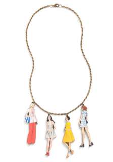 Worlds Smallest Lookbook Necklace in 70s   Multi, Gold, Red, Yellow 