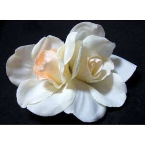   Real Touch Ivory Gardenia Flower Hair Clip and Pin 