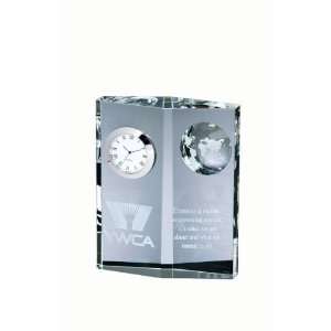 Diamond Optical Crystal Globe Clock Plaque 