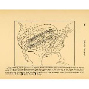   Cyclonic Storm Map 1871   Original Halftone Print