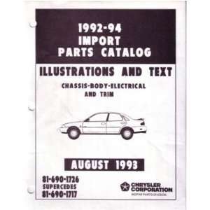    1992 1993 1994 STEALTH COLT VISTA SUMMIT Parts Book Automotive