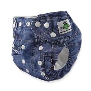  Silky Blue Denim One Size Fits Most Pocket Diaper with Two 