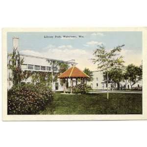   Vintage Postcard Library Park   Watertown Wisconsin 