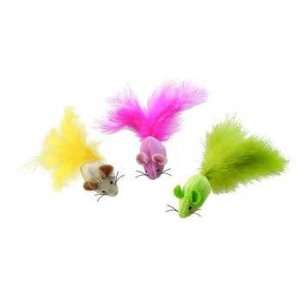  3PK Feathers Mouse W Nip (Catalog Category Cat / Cat Toys 