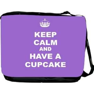  Calm and have a Cupcake   Violet Messenger Bag   Book Bag   School 