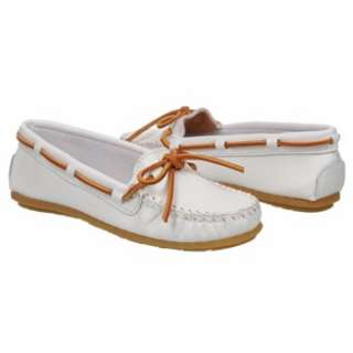 Womens Minnetonka Moccasin Leather Moc White Shoes 
