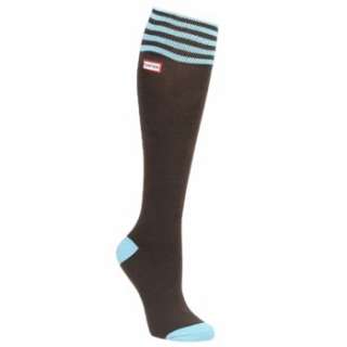 Accessories Hunter Boot Womens Short Sock Striped Chocolate/Turquoise 