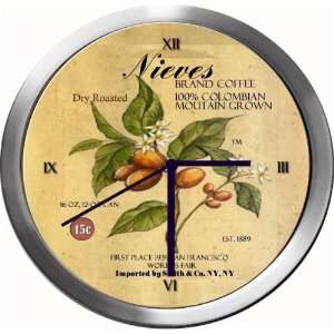  NIEVES 14 Inch Coffee Metal Clock Quartz Movement Kitchen 