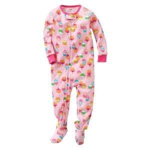   Snug Fit Footed Cotton Sleeper Pajama Pink Cupcakes (12 Months) Baby