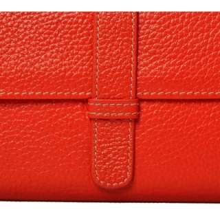 Soft real leather Ladys Wallet Purse Clutch bag, Black/red/orange 