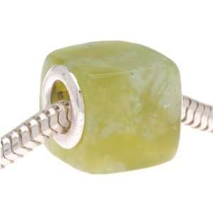  Gemstone Cube Bead Fits Pandora Olive Jade 11mm (1) Arts 